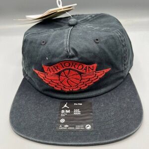 Air Jordan Wings Hat Men S-M Denim Washed Embroidered Jumpman Strap Back Cap New
